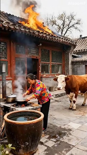The cow 🐄 saved grandmother from fire 🔥 😭🤣#JamunJuice #MotherInLawComedy #FamilyShorts #jumpstyle