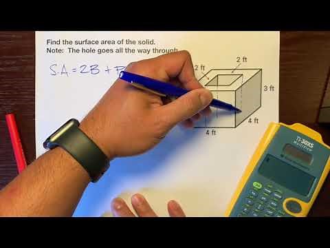 Finding the Surface Area of a Rectangular Prism with a Hole that is a Rectangular Prism