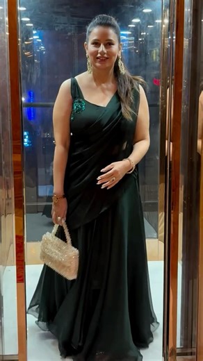 Perfect fusion of flow and sparkle #green drape #siyaboutique #fashion #creativity #fashiondresses