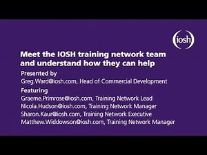 Meet the IOSH training network team and understand how they can help