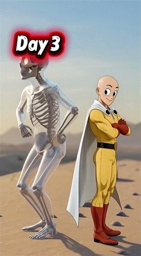 “💀 Skeleton Trains With Saitama for 5 Days! #FunnyAnime #SkeletonTraining #Shorts”