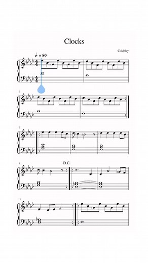 Coldplay Clocks Piano Sheet Tutorial