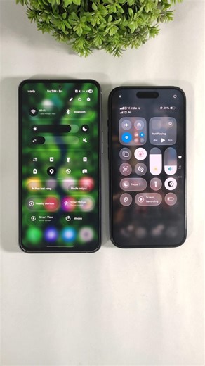 One UI 8 or iOS 26 Glass Control Center ? #oneui8 #ios26 #samsung #iphone #shorts