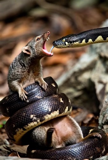 A mongoose vs a giant anaconda snake, the massive snake in a river Bank #cat #Anaconda #dogs #doglover #snak #snakebreeder | Infoguide Media