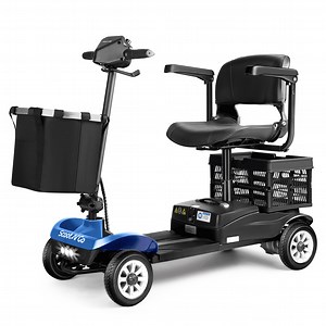 Electric Mobility Scooter for Seniors & Adults Foldable 4-Wheel Design with Dual Detachable Baskets, Long Travel Range 300LBS Capacity(Blue-Black)