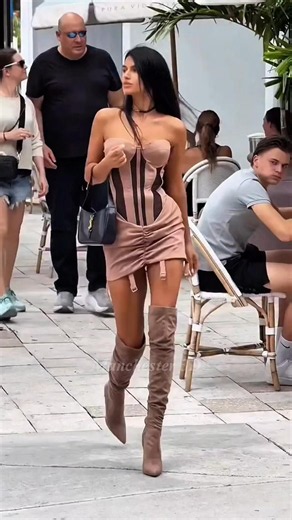 Nude Corset Mini Dress & Thigh High Boots Outfit Ideas 🤎 | Classy Luxury Fashion for Women #shorts
