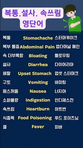 설사.복통.속쓰림 영단어 | 왕초보 생활영어 | 매일 쓰는 필수 단어