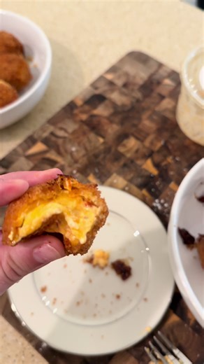 Loved cooking this week with @Acres & Oak pimento cheese to create the most amazing pimento cheese fritters! Such a crowd pleaser and great as an appetizer! Visit sarahkates.com for full fritter and bacon jam recipe! #pimentocheesefritters #pimentocheese #baconjam #sarahkates #appetizer