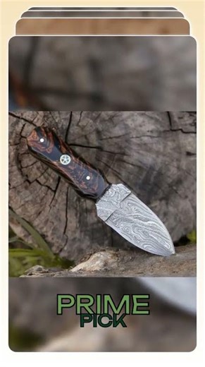 Ambush Damascus Fixed Blade Pocket Knife 6" with Pine Cone Handle & Leather Sheath
