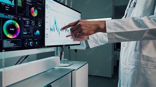 This engaging video features a healthcare professional analyzing data on a high-tech monitor. The use of advanced analytics showcases the evolving role of technology in modern medical diagnostics.