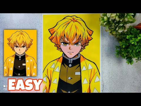 How to draw demon slayer zenitsu agatsuma (colourfull art) step by step in Animal....
