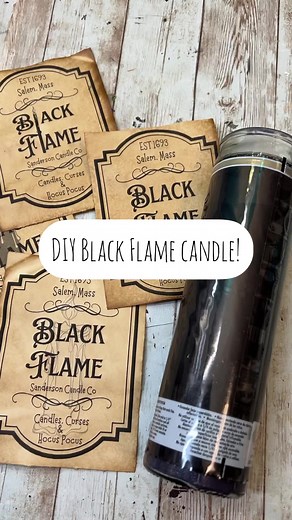 DIY Black Flame Candle! FREE printable on my blog! #hocuspocus #blackflamecandle #diyhocuspocus #diyhalloweendecor | Creating Through Chaos