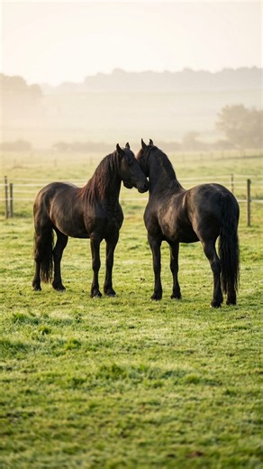 Friesians Enjoying a Happy Day Life at the Farm #horse #equestrianjourney #equestrian