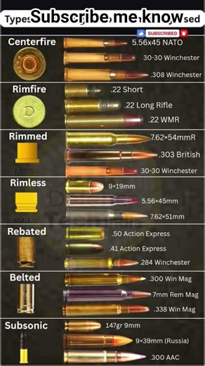 Most Common Types of Cartridges | Military & Civilian Favorites #shorts 👈👈😱😱
