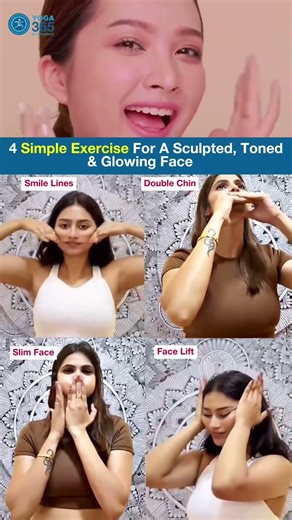 4 Simple Face Yoga Exercises for a Sculpted, Toned & Glowing Face | Reduce Double Chin Naturally