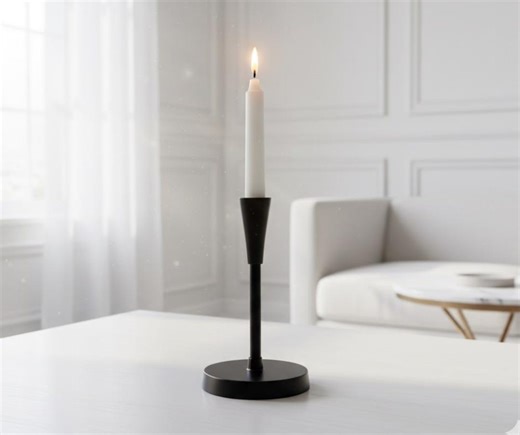Obel – Black Sculptural Aluminum Candle Holder | Modern Architectural Taper Holder - Etsy