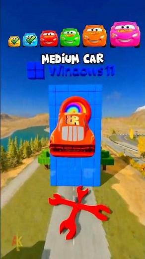 🌈Tiny Car Jump the Windows 11 Portal… and GROWS to IMPOSSIBLE SIZE!🌈#shorts #beamngdrive