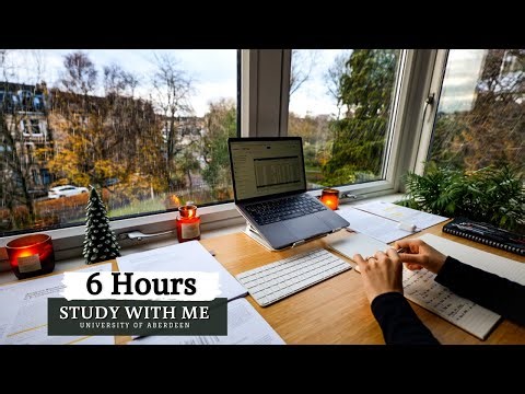 6 HOUR STUDY WITH ME on A RAINY DAY⎢Background noise, 10 min Break, No music, Study with Merve