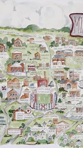 Mississippi State Campus Map Watercolor Art Print Football - Etsy