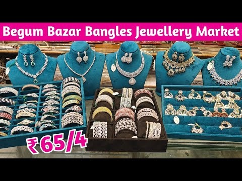 Begum Bazar Wholesale Market ₹1000/7 Designer Bridal Bangle Sets Dubai Gold Jewellery Purses #50%off