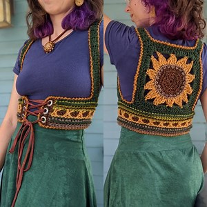 Flower Forager Crochet Sunflower Corset Vest Pattern: Underbust Top (PDF Pattern) - Etsy