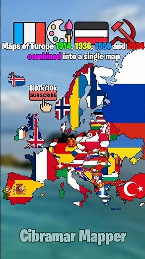 Maps of Europe 1914 1936 1950 and 2024 into a single map