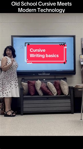 Often-overlooked cursive writing meets modern classroom technology. My students are used to keyboards, touch screens, and Promethean boards, but there’s still something timeless about cursive writing. The faded vintage look of this video reminds me that while education continues to evolve, some skills still connect us to the past. From chalkboards to smart boards… the lessons continue. Did you learn cursive in school? #CursiveWriting #Penmanship #TikTokLearningCampaign #EduTok #cursivehandwritin