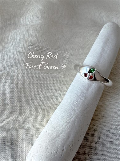 Handmade 999 Fine Jewelry - Fruit Motif Band With Red and Green Stones - Etsy