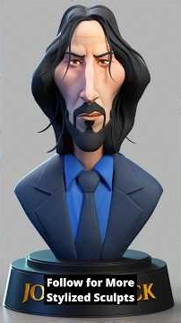 John Wick Stylized Bust | ZBrush Sculpt Timelapse | Keanu Reeves