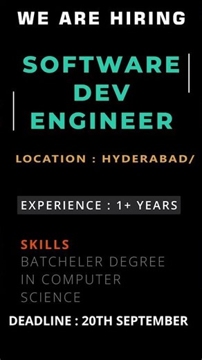 SOFTWARE DEV ENGINEER #job #softwaredeveloper #softwareengineer #opening