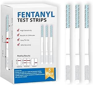 Emnce Fentanyl Test Strips Home Drug Testing Kit - Accurate for Powder Substances, Liquids & Pills | Urine Test Kit for Synthetic Detection | for Forensic Use [5 Pack]