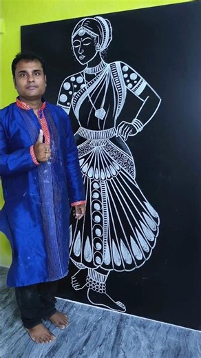 Easy Classical Dancer Drawing with Chalk #art #shorts #dance #drawing