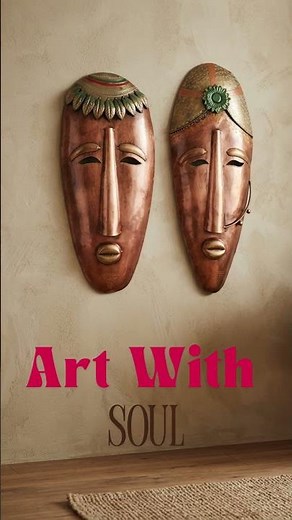 Tribal Face Mask Wall Hanging Man Woman | Handcrafted Rajasthan | Indian Folk Art Wall Decor | ApkaM