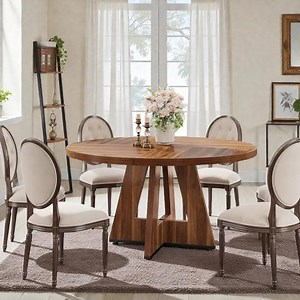 Tribesigns Round Rustic Dining Table – 47” Pedestal Table for 4 - Etsy