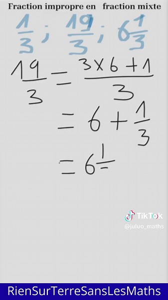 Transformation d'une fraction impropre en une fraction mixte. #mathematics #mathsfacile #maths #mathematik
