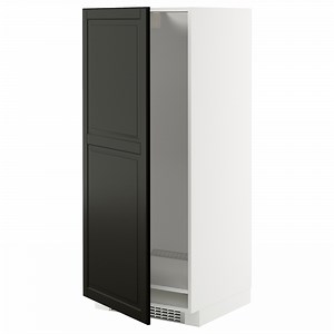 METOD high cabinet for fridge/freezer, white/Bodbyn black, 60x60x140 cm  - IKEA Norway