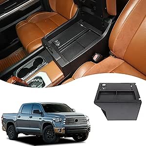 Center Console Armrest Safe Storage Box Compatible Toyot@ Tundra/Sequoia 2014-2021 Car Center Console Lock Box Armrest Secure Box Security Vault Organizer 3-Digit Combination Lock (Style A)