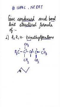 Give condensed and bond line structural formula for 2,2,4-trimethylpentane #organicchemistryclass11