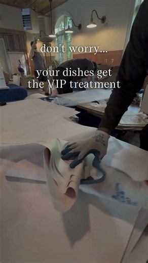 One sheet of packing paper at a time 📦🍽️ Your dishes are in good hands.