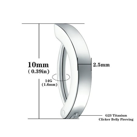 14G G23 Titanium Clicker Belly Button Ring  10/12mm Reverse Curved Hoop Navel Barbell Body Piercing Jewelry ZR - Walmart.ca