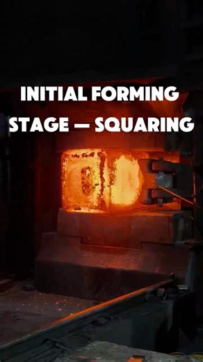 Forged round bar – Step 1: Squaring process #forging #opendieforging #hammerstrength #factorywork
