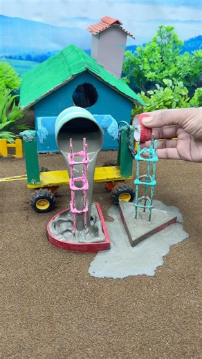 😱 Real Working Mini Tractor Making Cement Pillar | Amazing DIY Construction Machine 🚜 #shorts