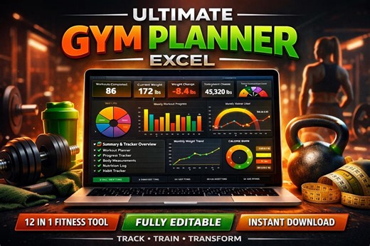 Workout Planner Spreadsheet for Excel | Gym Tracker Dashboard   Charts | Weightlifting Log, PR Tracker, Habit Tracker | Instant Download Pro - Etsy