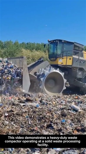 Waste Compactor Operating at a Solid Waste Processing Facility !! #innovation #work #ideas