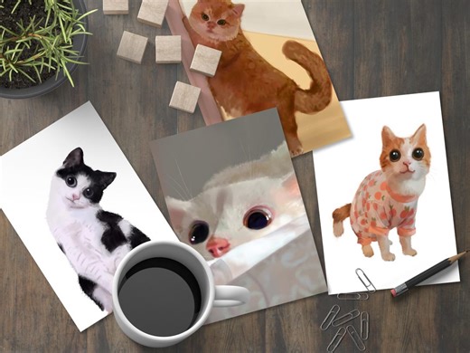 Cat Greeting Cards, Blank Note Cards With Kraft Envelopes - Etsy