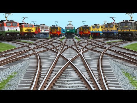 All Electric Trains Run At Bumpy High🧩Graphic Railroad Crossing | epic train gameplay indian vehicle
