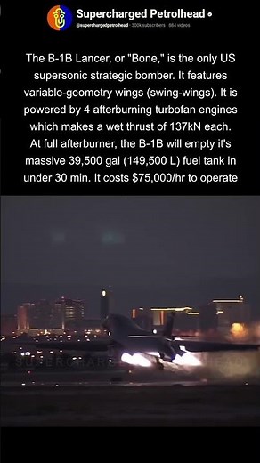 B-1B Lancer afterburner night takeoff