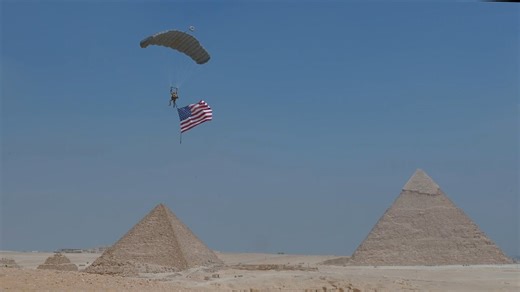 Multinational Airborne Jump at the Great Pyramids
