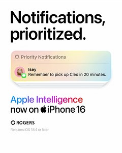 Priority notifications bring your most important notifications to the top. Apple Intelligence now on iPhone 16. | Apple