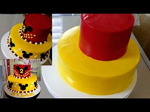Mickey mouse themed cake || easy step by step cake decorating tutorial